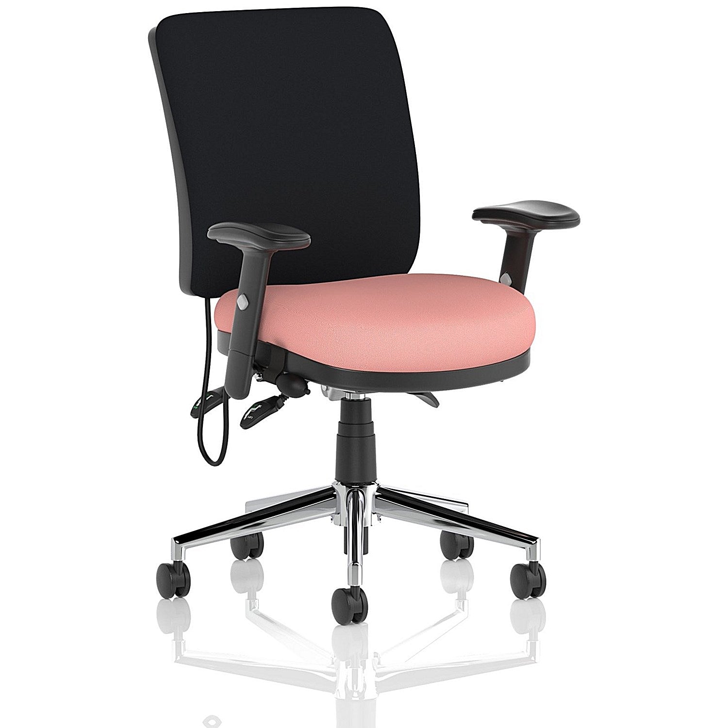 Chiro Medium Black Back Chair, Height Adjustable Arms, Quest Shrimp Easy2Order : KCUP2715
