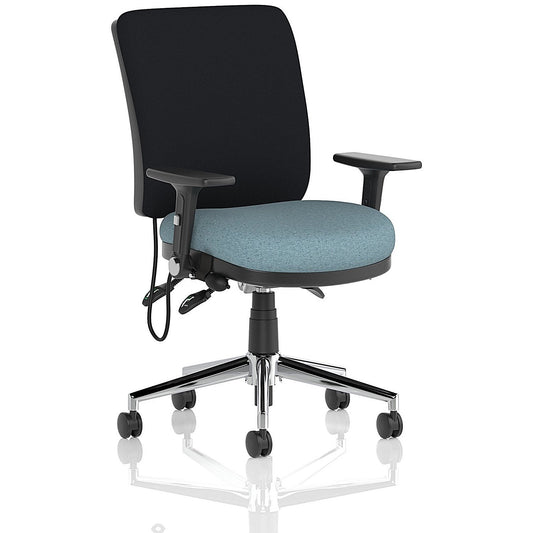 Chiro Medium Black Back Chair, Folding Arms, Rivet Quench Easy2Order : KCUP2731