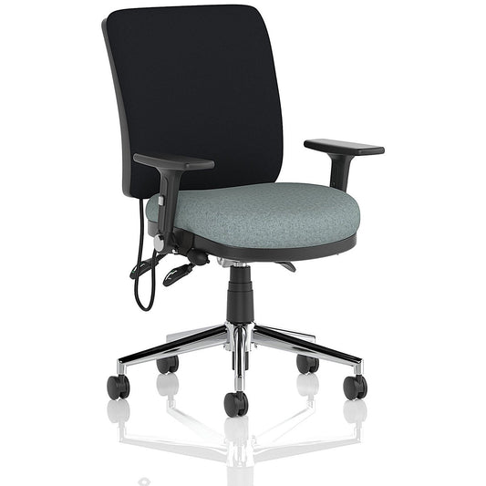 Chiro Medium Black Back Chair, Folding Arms, Rivet Tensile Easy2Order : KCUP2732