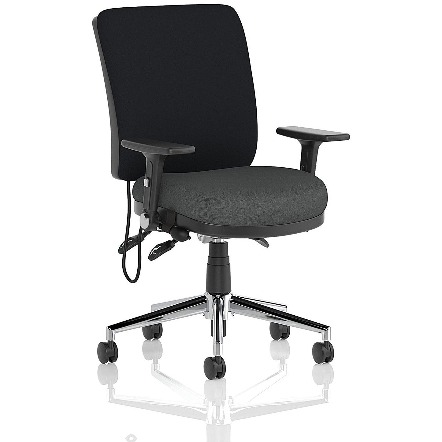 Chiro Medium Black Back Chair, Folding Arms, Quest Mussel Easy2Order : KCUP2736