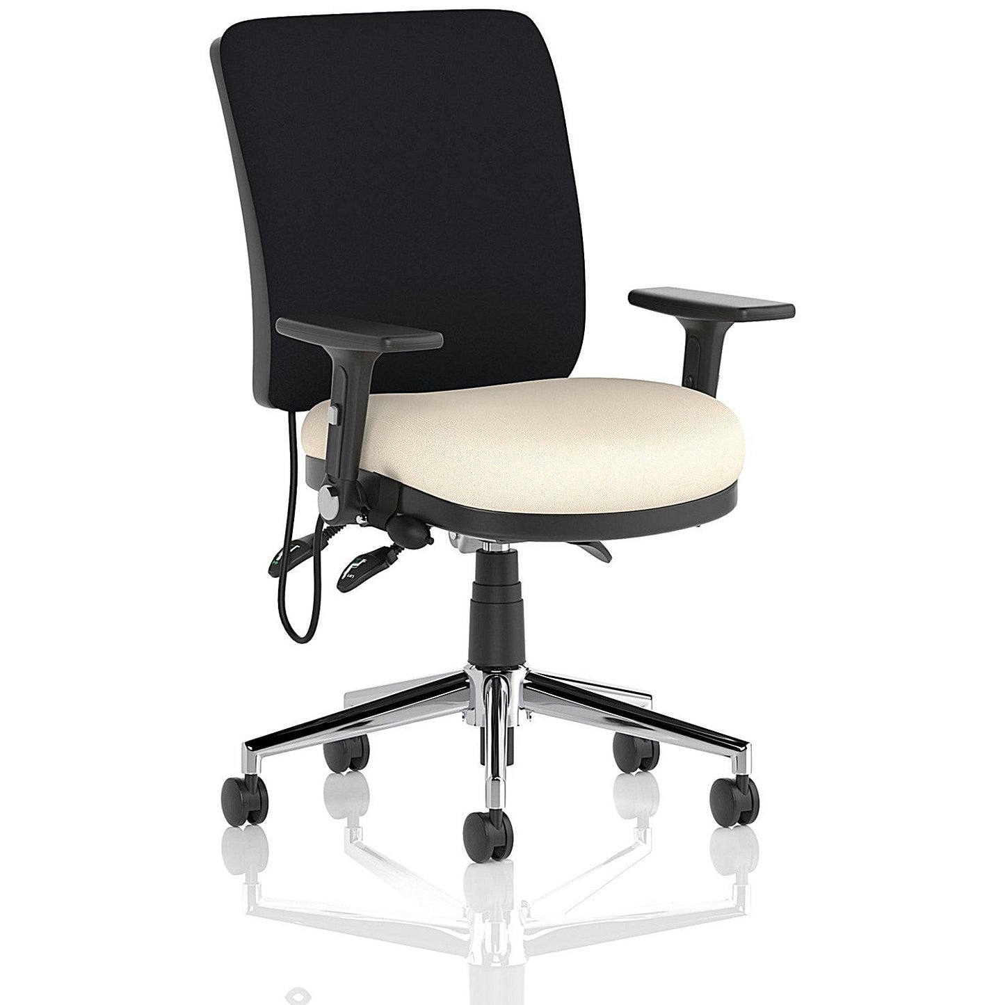 Chiro Medium Black Back Chair, Folding Arms, Quest Salt Easy2Order : KCUP2737