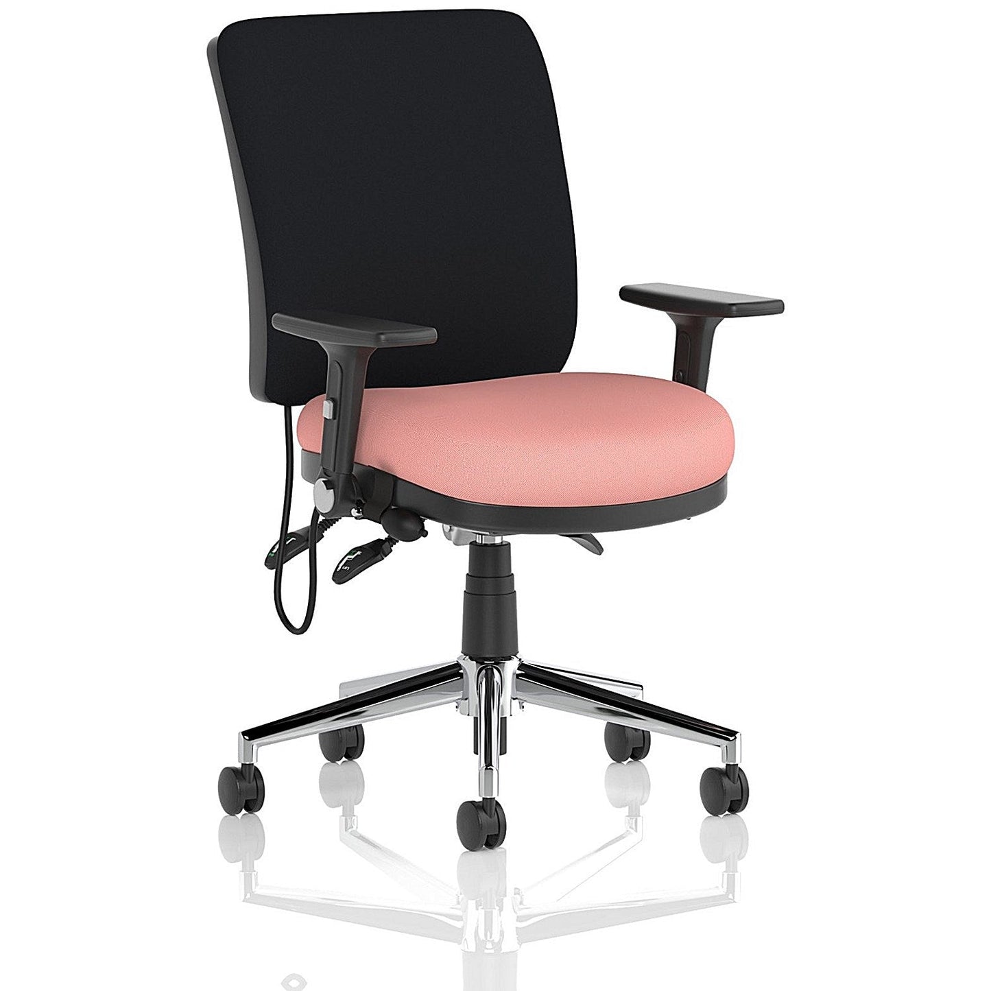 Chiro Medium Black Back Chair, Folding Arms, Quest Shrimp Easy2Order : KCUP2739