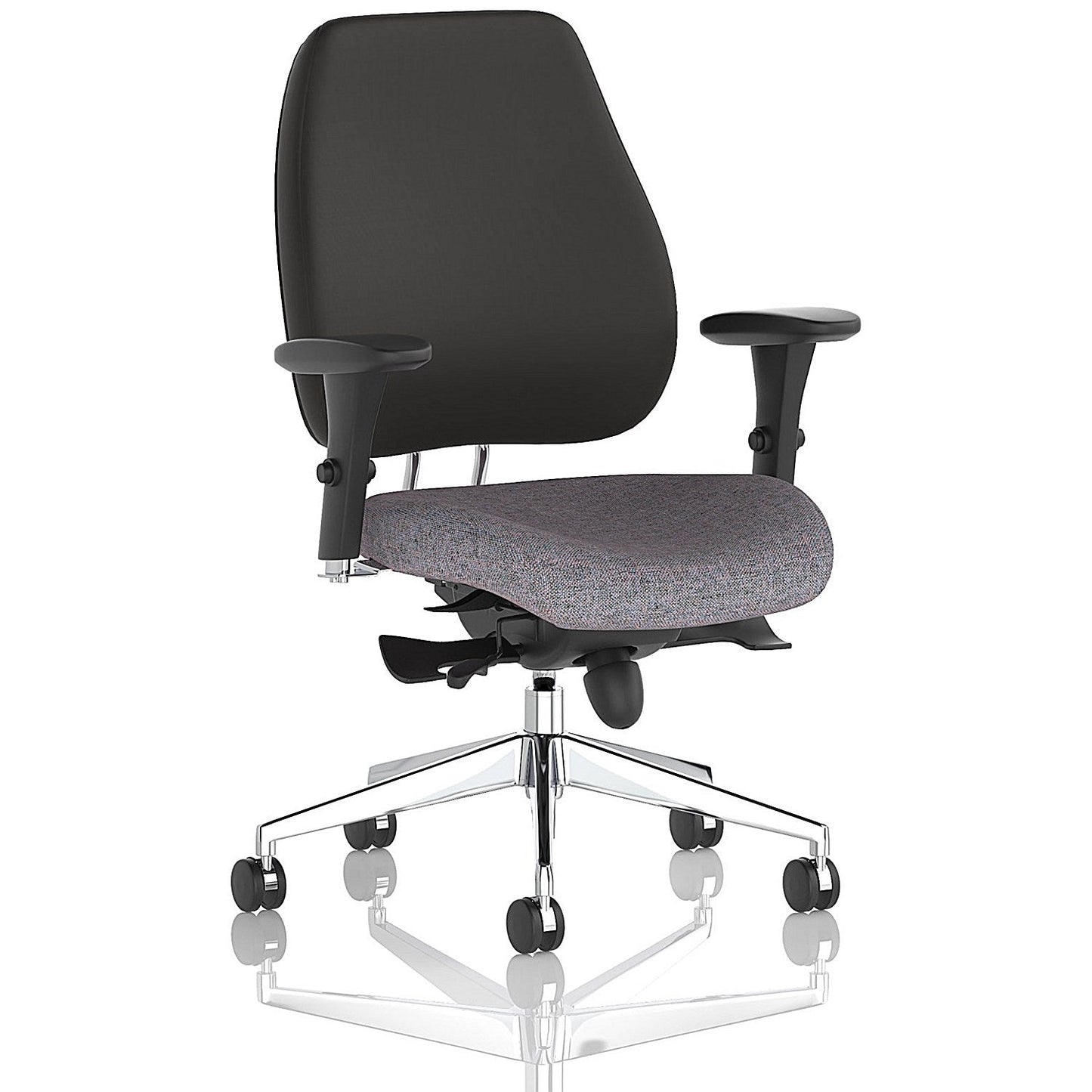 Chiro Plus High Black Back Chair, Height Adjustable Arms, Rivet Fuse Easy2Order : KCUP2754