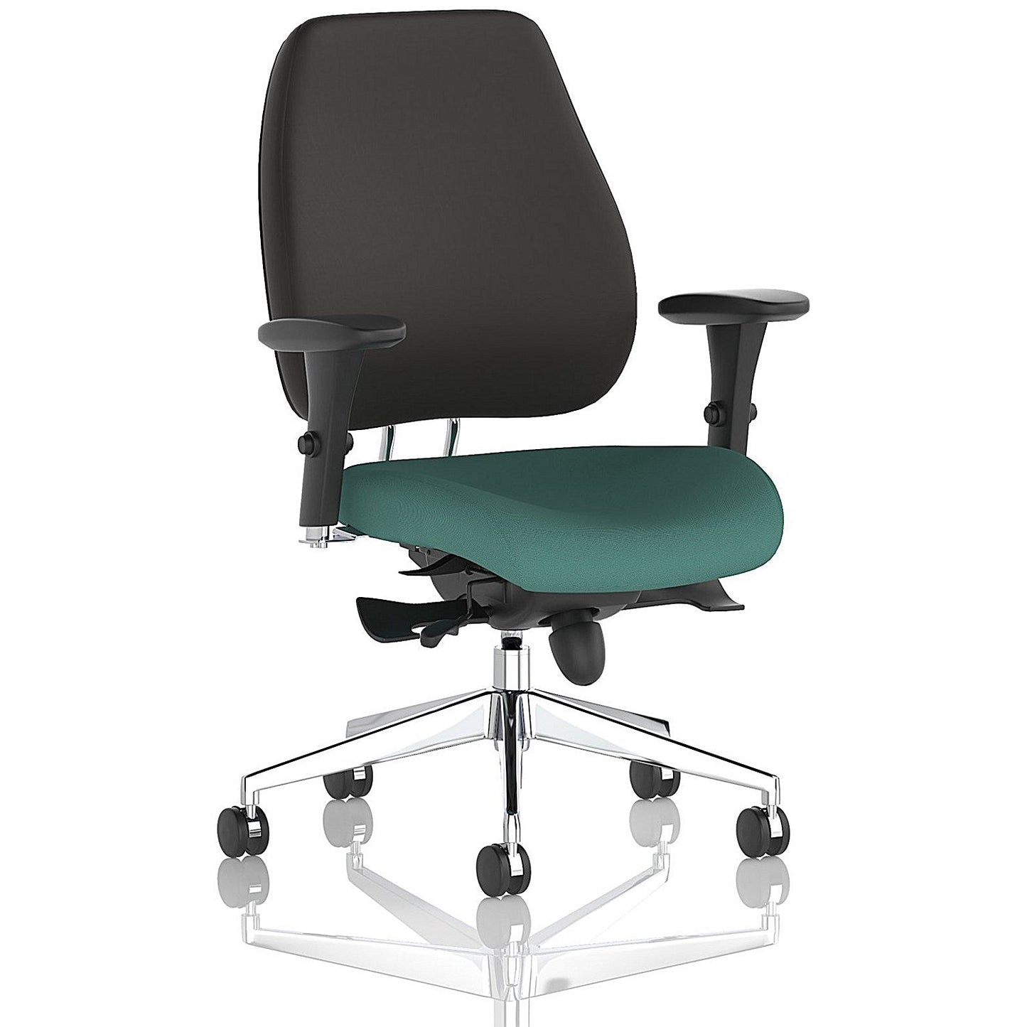 Chiro Plus High Black Back Chair, Height Adjustable Arms, Quest Kelp Easy2Order : KCUP2758