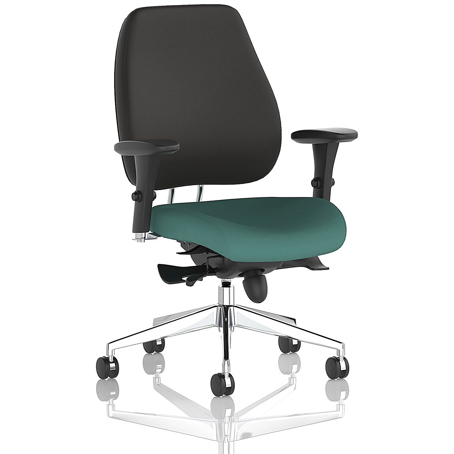 Chiro Plus High Black Back Chair, Height Adjustable Arms, Quest Kelp Easy2Order : KCUP2758