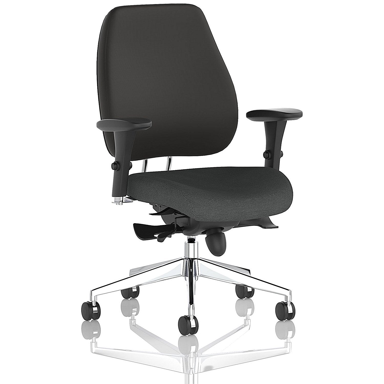 Chiro Plus High Black Back Chair, Height Adjustable Arms, Quest Mussel Easy2Order : KCUP2760
