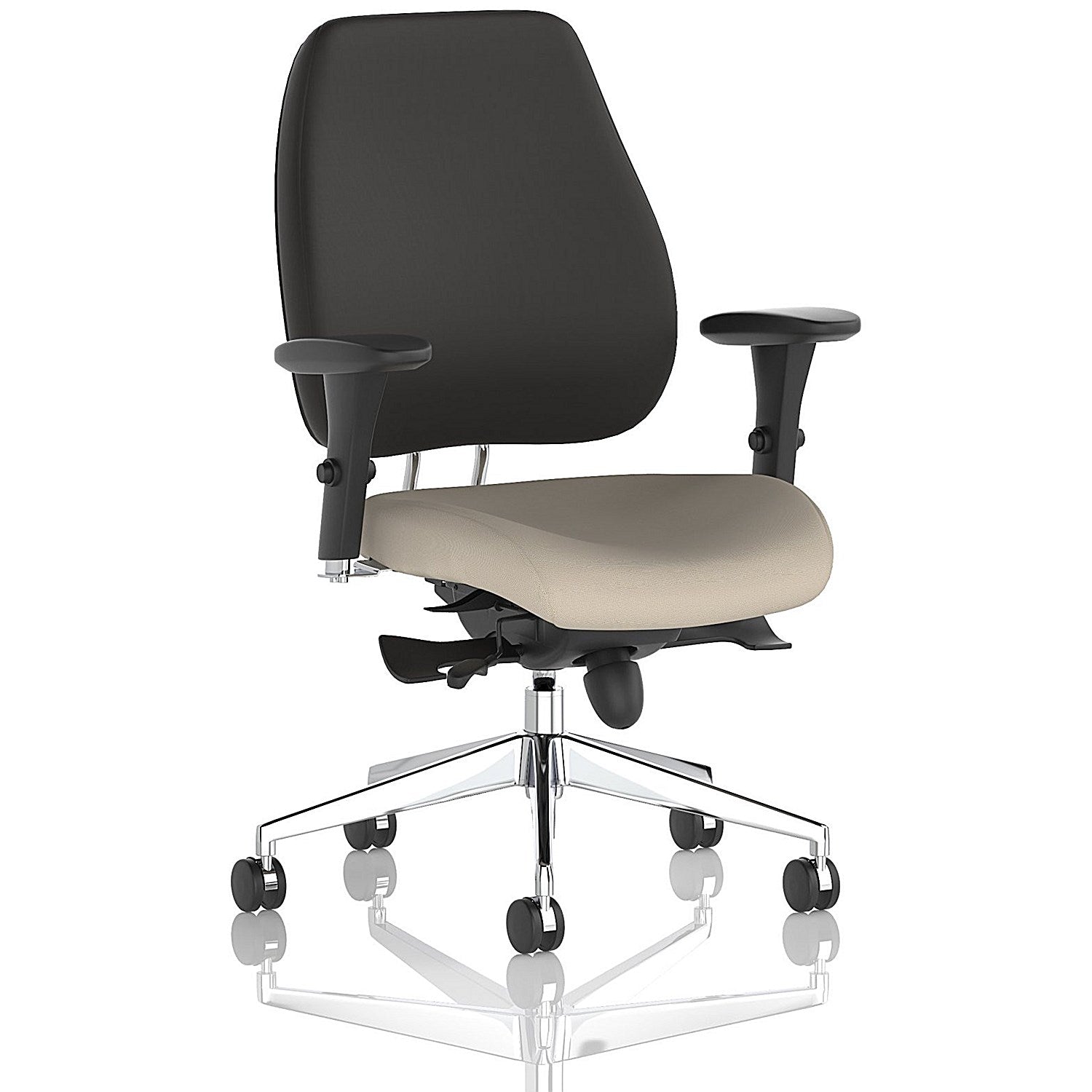 Chiro Plus High Black Back Chair, Height Adjustable Arms, Quest Salt Easy2Order : KCUP2761