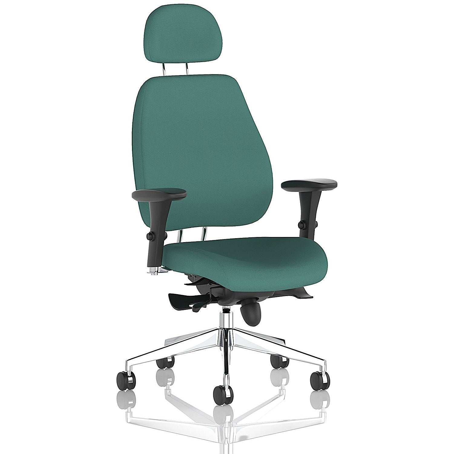 Chiro Plus High Back Chair With Headrest, Height Adjustable Arms, Quest Kelp Easy2Order : KCUP2770