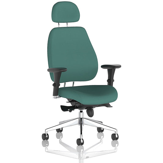 Chiro Plus High Back Chair With Headrest, Height Adjustable Arms, Quest Kelp Easy2Order : KCUP2770