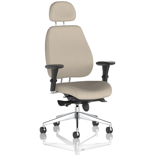 Chiro Plus High Back Chair With Headrest, Height Adjustable Arms, Quest Salt Easy2Order : KCUP2773