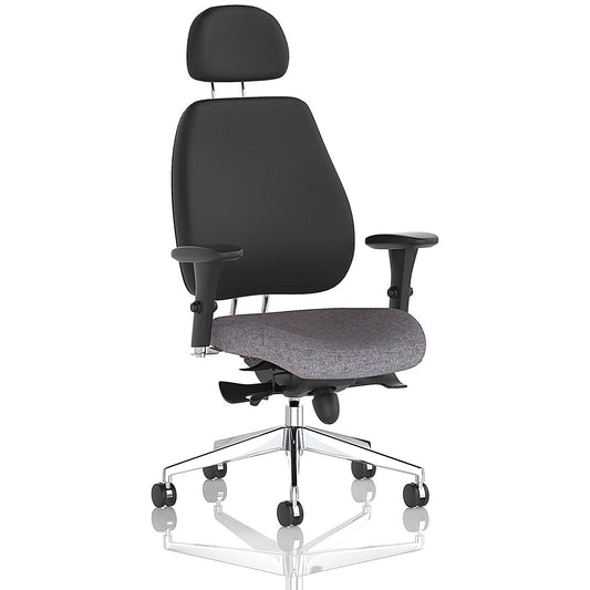 Chiro Plus High Black Back Chair With Headrest, Height Adjustable Arms, Rivet Fuse Easy2Order : KCUP2778