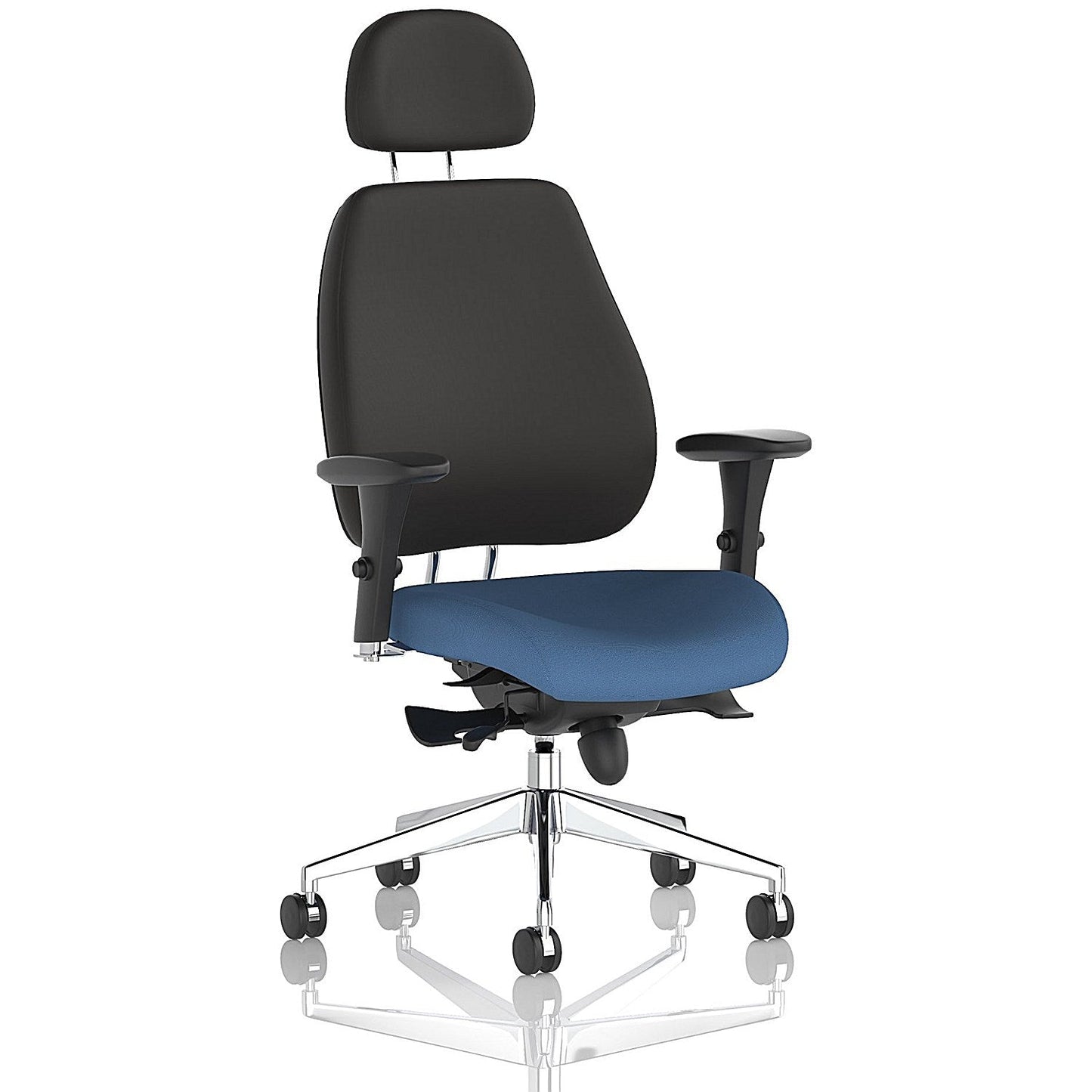 Chiro Plus High Black Back Chair With Headrest, Height Adjustable Arms, Quest Limpet Easy2Order : KCUP2783