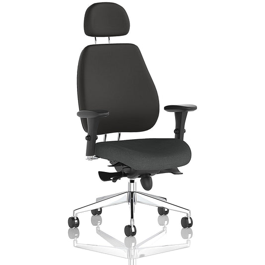 Chiro Plus High Black Back Chair With Headrest, Height Adjustable Arms, Quest Mussel Easy2Order : KCUP2784