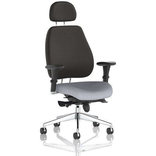 Chiro Plus High Black Back Chair With Headrest, Height Adjustable Arms, Quest Shell Easy2Order : KCUP2786