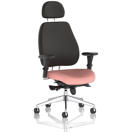 Chiro Plus High Black Back Chair With Headrest, Height Adjustable Arms, Quest Shrimp Easy2Order : KCUP2787