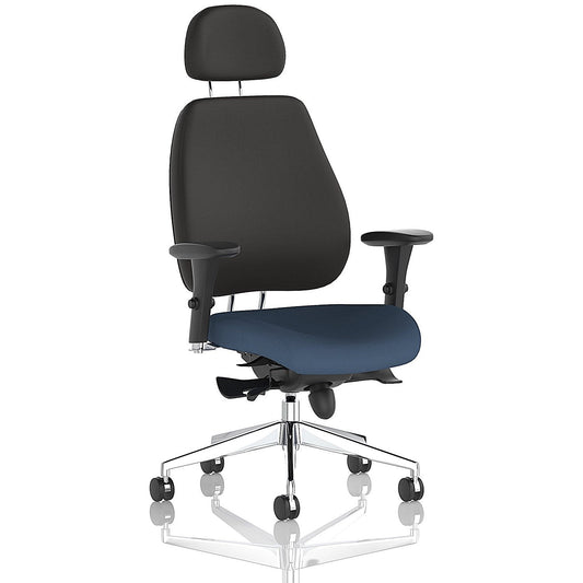 Chiro Plus High Black Back Chair With Headrest, Height Adjustable Arms, Quest Whelk Easy2Order : KCUP2788