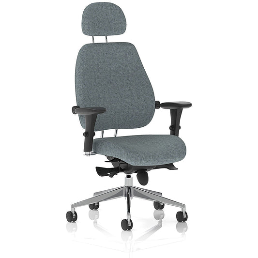 Chiro Plus High Back Chair With Headrest, Height Adjustable Arms, Rivet Tensile Easy2Order : KCUP2792