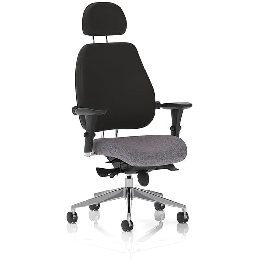 Chiro Plus High Black Back Chair With Headrest, Height Adjustable Arms, Rivet Fuse Easy2Order : KCUP2802