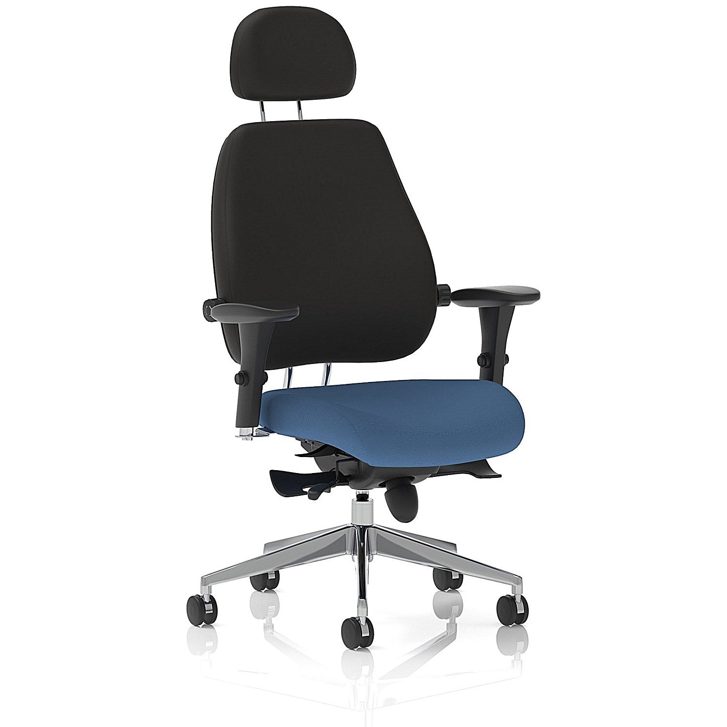 Chiro Plus High Black Back Chair With Headrest, Height Adjustable Arms, Quest Limpet Easy2Order : KCUP2807