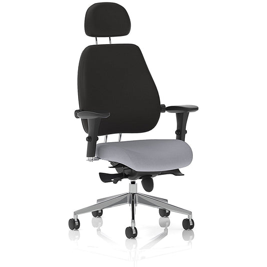 Chiro Plus High Black Back Chair With Headrest, Height Adjustable Arms, Quest Shell Easy2Order : KCUP2810