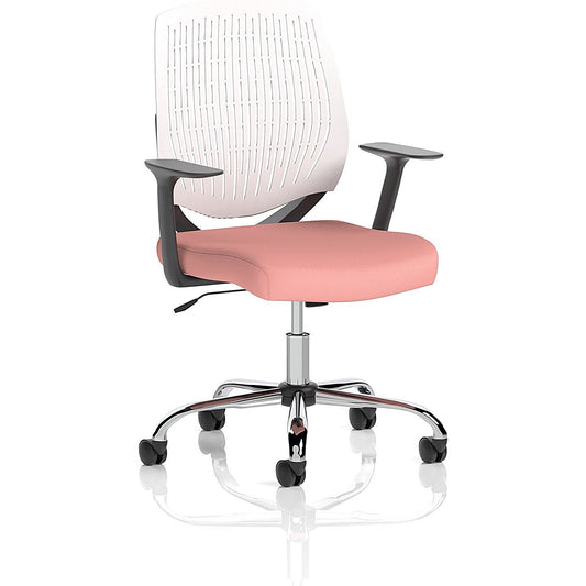 Dura White Back Operator Chair, Fixed Height Arms, Quest Shrimp Easy2Order : KCUP2847