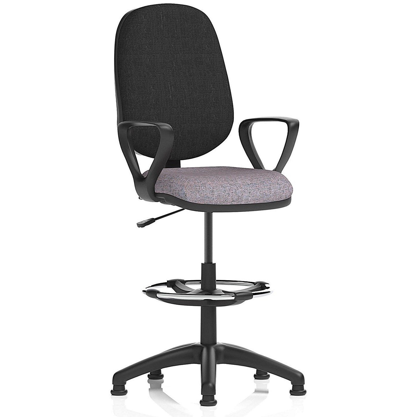 Eclipse Plus I Black Back High Rise Operator Chair, Fixed Height Arms, Rivet Fuse Easy2Order : KCUP2982