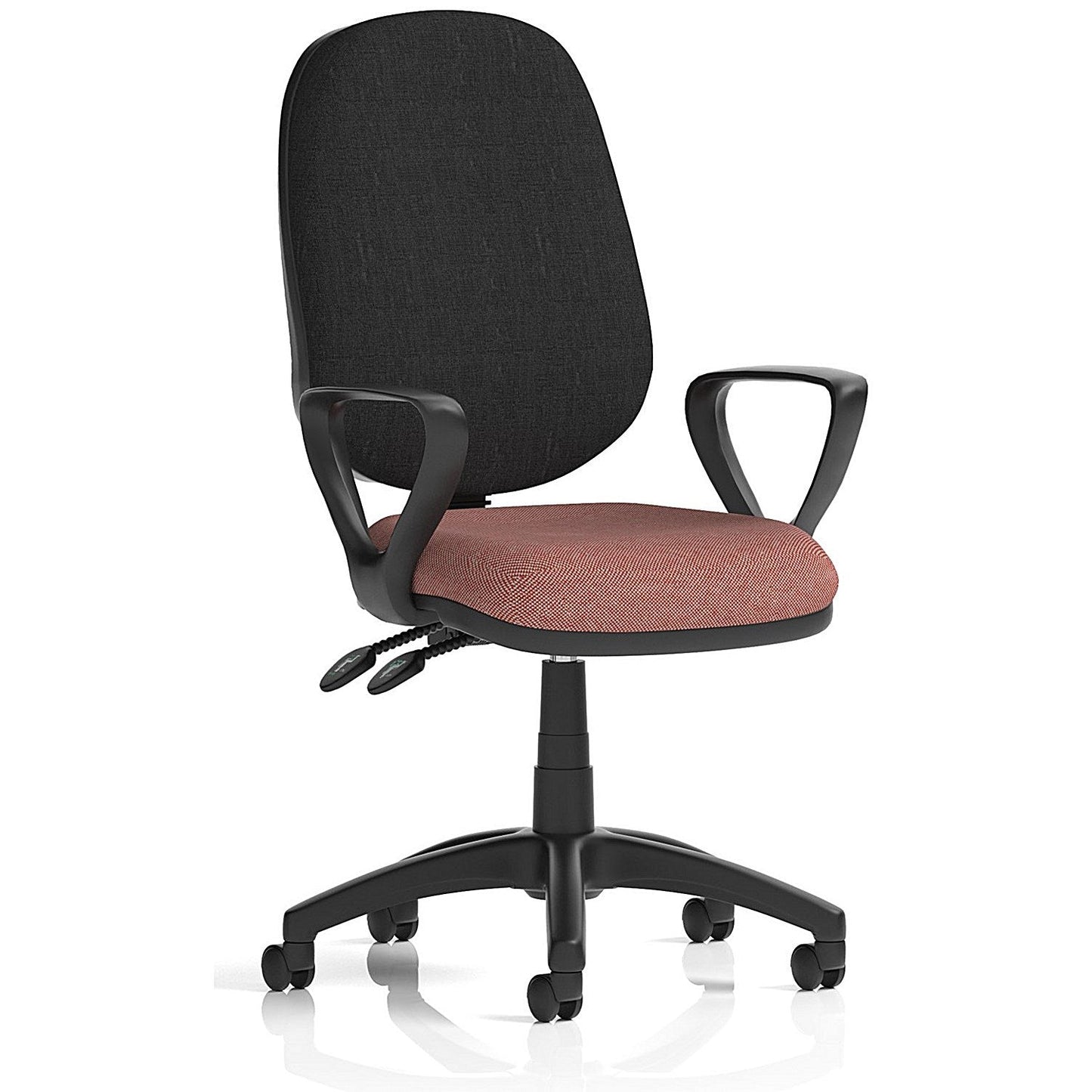Eclipse Plus II Black Back Lever Task Operator Chair, Fixed Height Arms, Rivet Forge Easy2Order : KCUP3077
