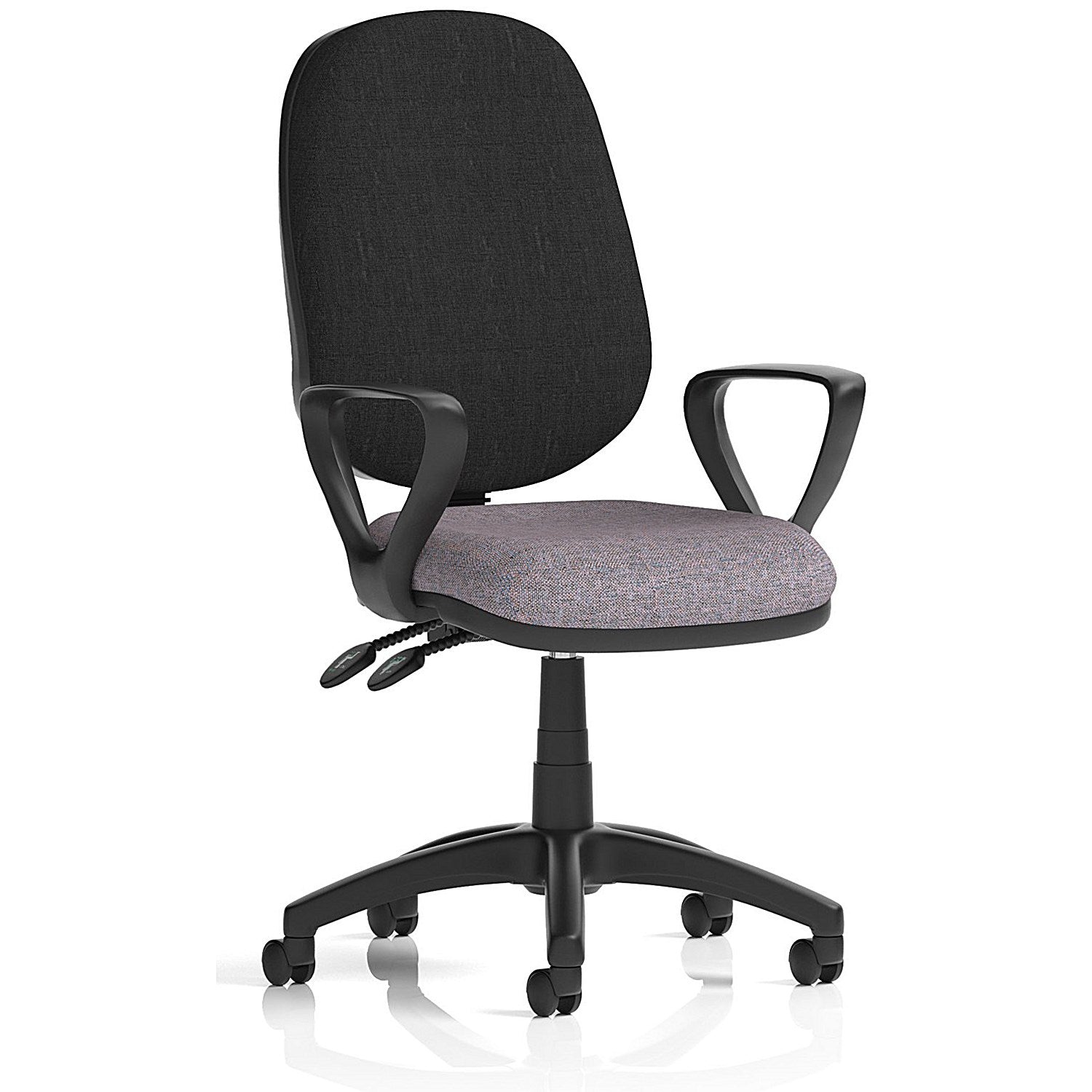 Eclipse Plus II Black Back Lever Task Operator Chair, Fixed Height Arms, Rivet Fuse Easy2Order : KCUP3078