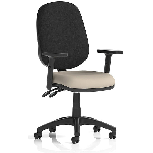 Eclipse Plus II Black Back Lever Task Operator Chair, Height Adjustable Arms, Quest Salt Easy2Order : KCUP3109