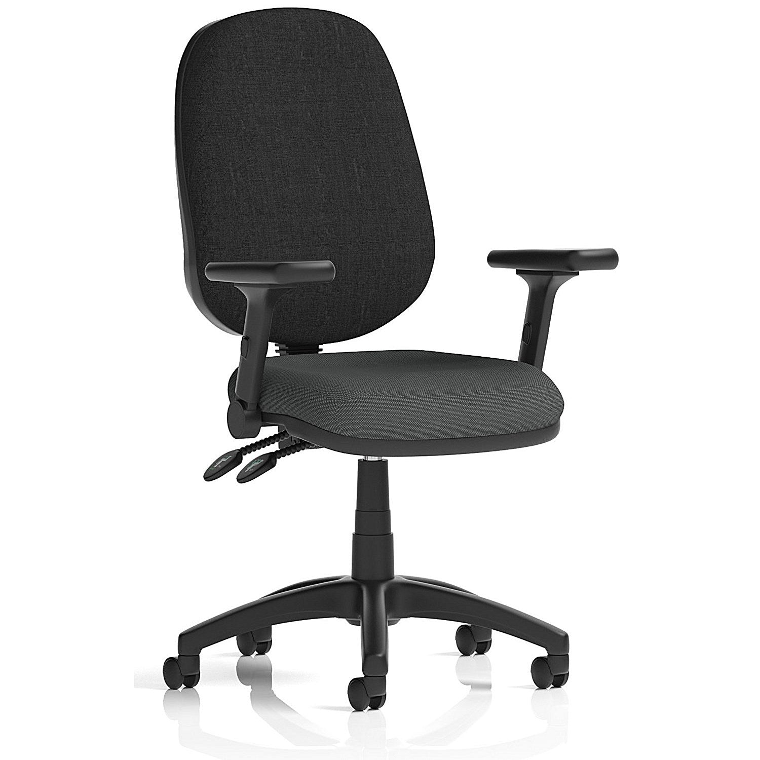 Eclipse Plus II Black Back Lever Task Operator Chair, Folding Arms, Quest Mussel Easy2Order : KCUP3132