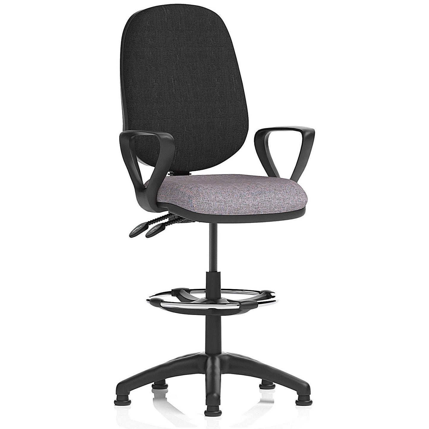 Eclipse Plus II High Rise Black Back Operator Chair, Fixed Arms, Rivet Fuse Easy2Order : KCUP3174