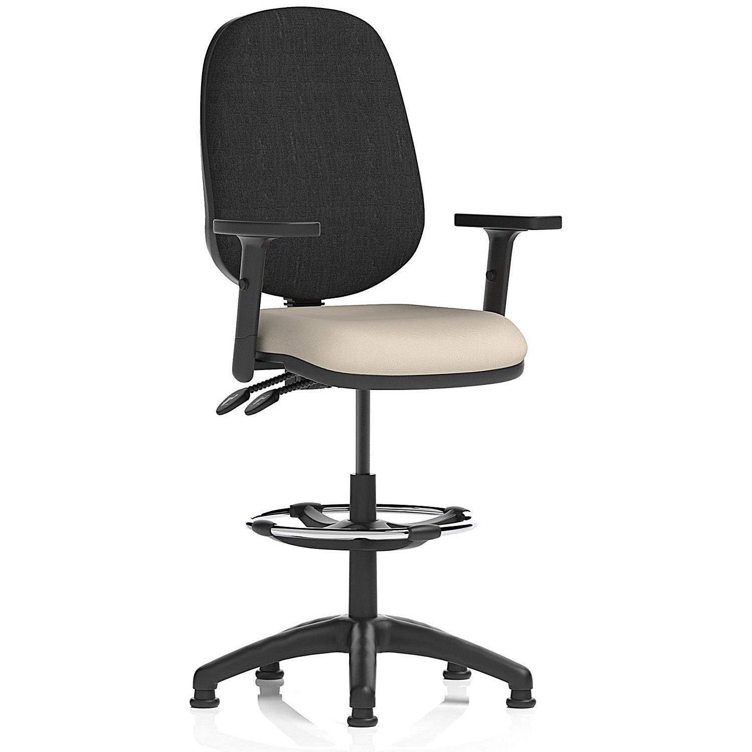 Eclipse Plus II High Rise Black Back Operator Chair, Height Adjustable Arms, Quest Salt Easy2Order : KCUP3205