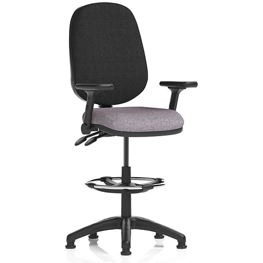 Eclipse Plus II Black Back High Rise Operator Chair, Folding Arms, Rivet Fuse Easy2Order : KCUP3222