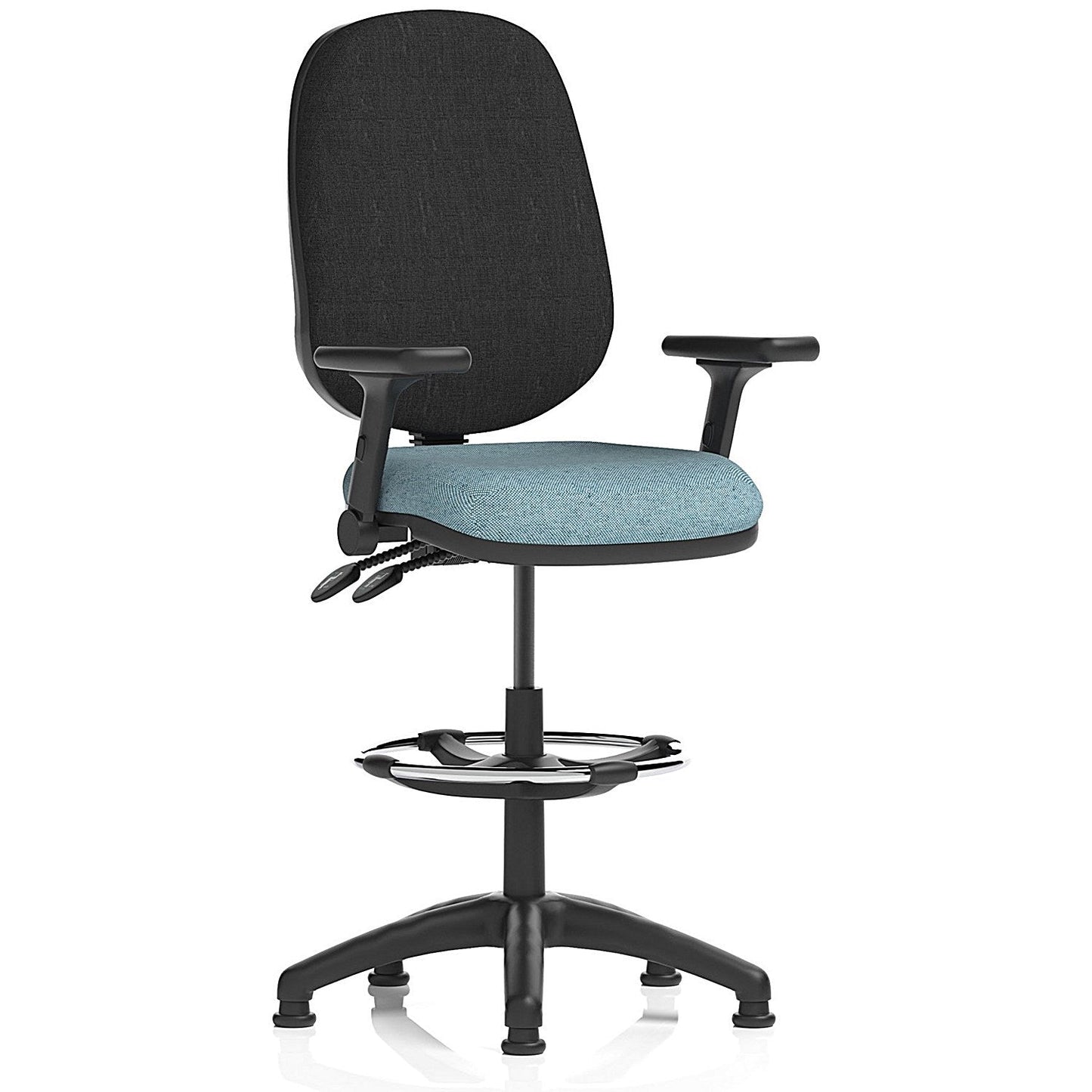 Eclipse Plus II Black Back High Rise Operator Chair, Folding Arms, Rivet Quench Easy2Order : KCUP3223