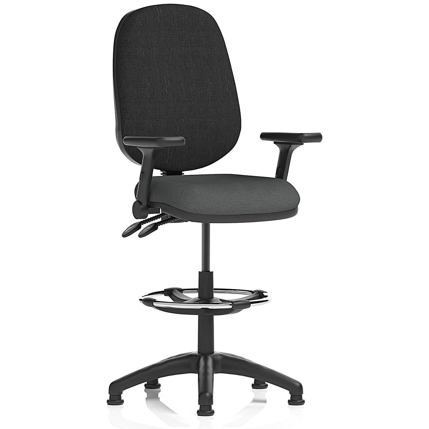 Eclipse Plus II Black Back High Rise Operator Chair, Folding Arms, Quest Mussel Easy2Order : KCUP3228