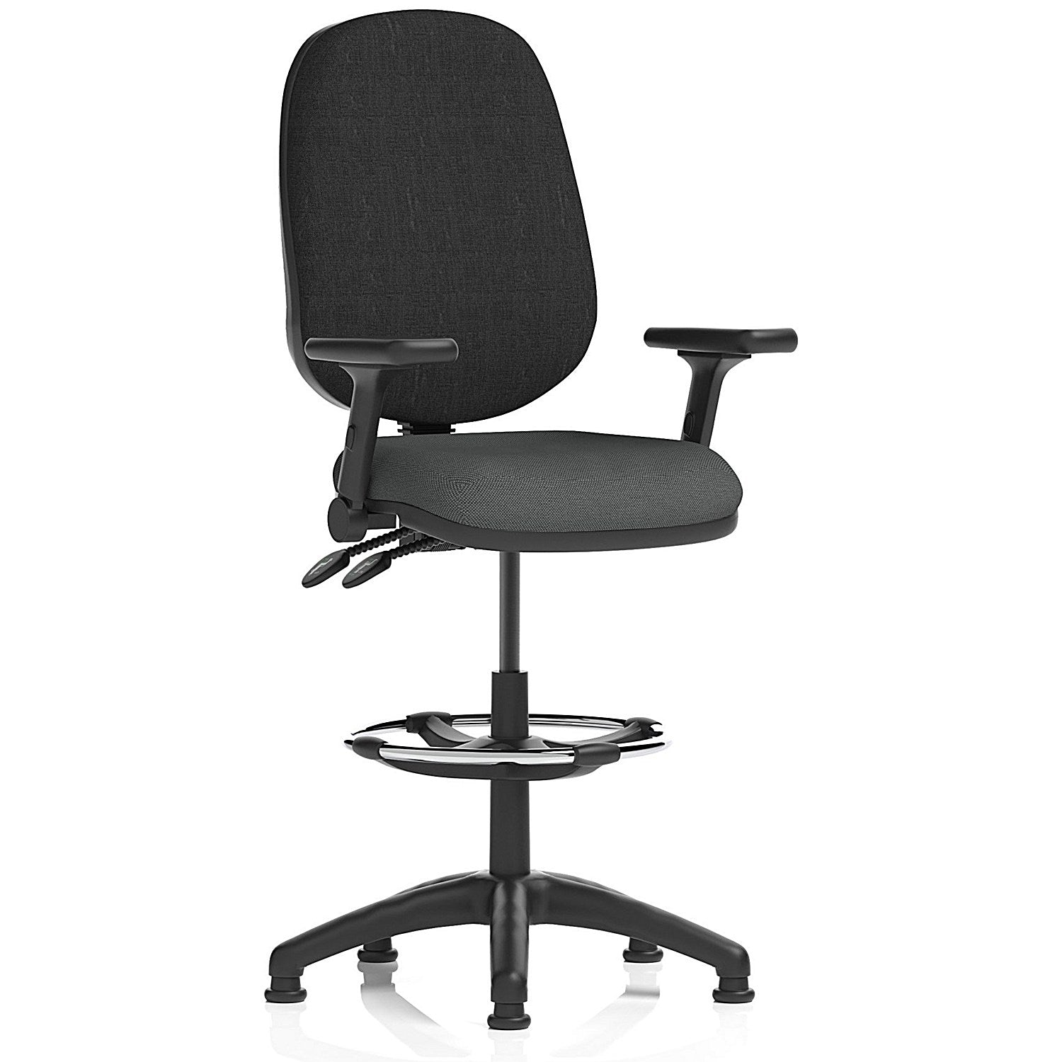 Eclipse Plus II Black Back High Rise Operator Chair, Folding Arms, Quest Mussel Easy2Order : KCUP3228