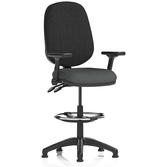 Eclipse Plus II Black Back High Rise Operator Chair, Folding Arms, Quest Mussel Easy2Order : KCUP3228