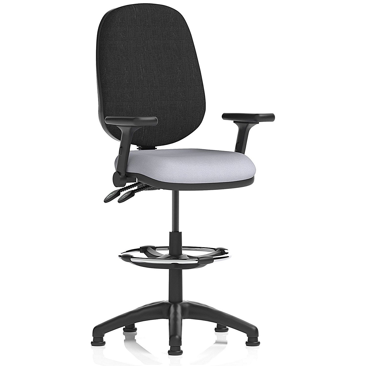 Eclipse Plus II Black Back High Rise Operator Chair, Folding Arms, Quest Shell Easy2Order : KCUP3230