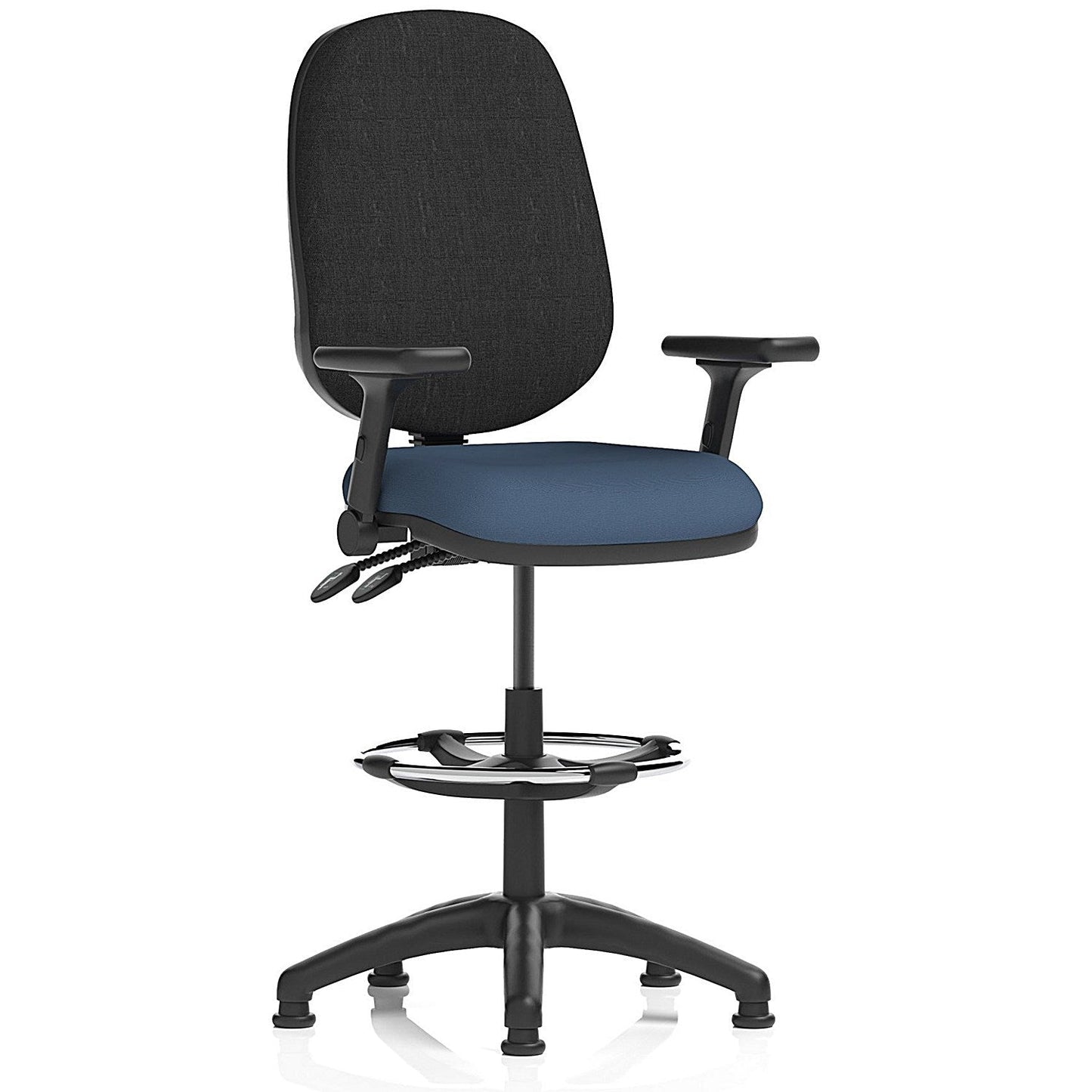 Eclipse Plus II Black Back High Rise Operator Chair, Folding Arms, Quest Whelk Easy2Order : KCUP3232