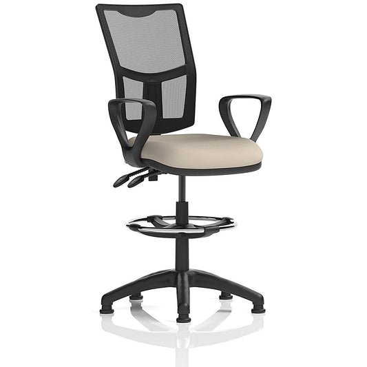 Eclipse Plus II Mesh Back High Rise Operator Chair, Fixed Arms, Quest Salt Easy2Order : KCUP3301