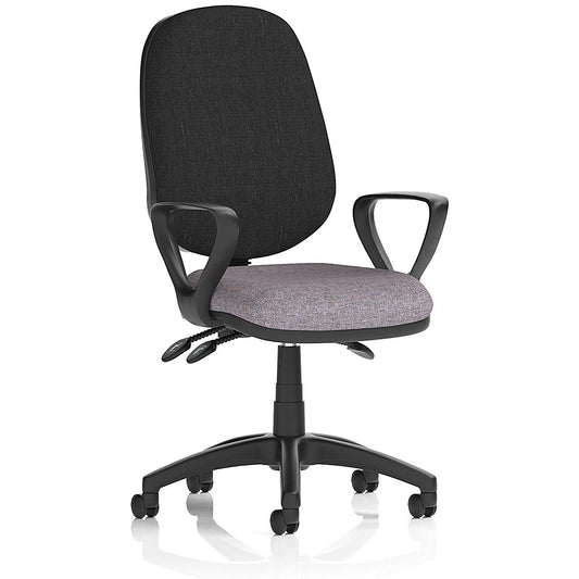 Eclipse Plus III Black Back Lever Task Operator Chair, Fixed Height Arms, Rivet Fuse Easy2Order : KCUP3462