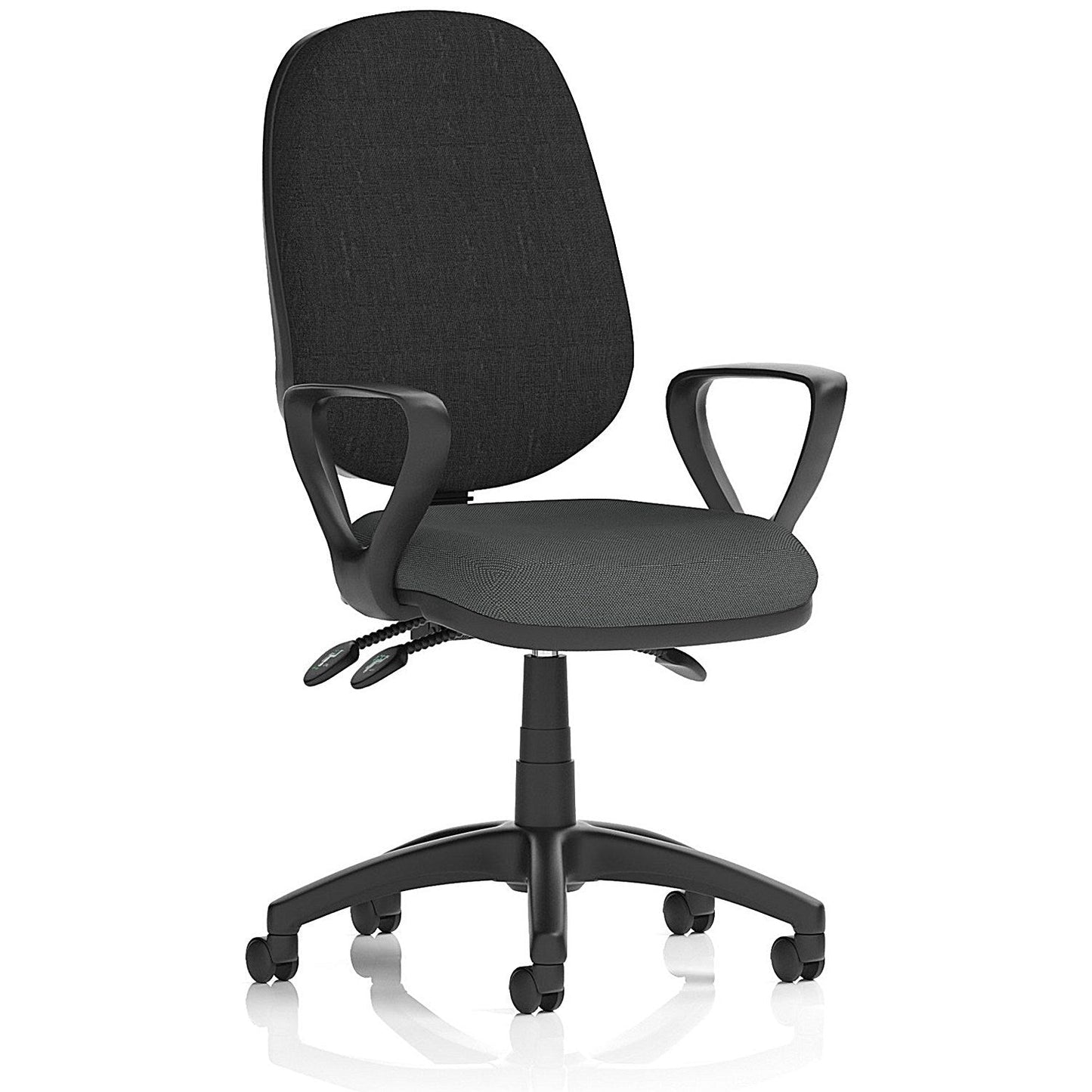 Eclipse Plus III Black Back Lever Task Operator Chair, Fixed Height Arms, Quest Mussel Easy2Order : KCUP3468