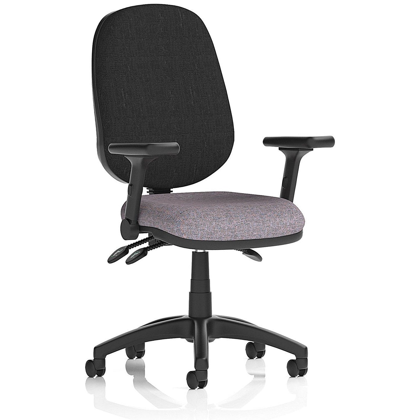 Eclipse Plus III Black Back Lever Task Operator Chair, Folding Arms, Rivet Fuse Easy2Order : KCUP3510