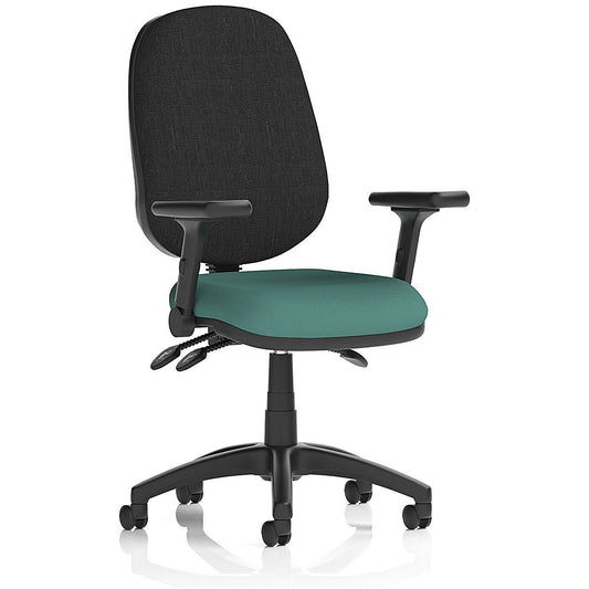 Eclipse Plus III Black Back Lever Task Operator Chair, Folding Arms, Quest Kelp Easy2Order : KCUP3514