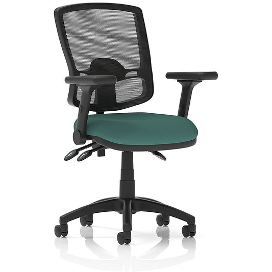 Eclipse Plus III Deluxe Mesh Back Lever Task Operator Chair, Folding Arms, Quest Kelp Easy2Order : KCUP3610