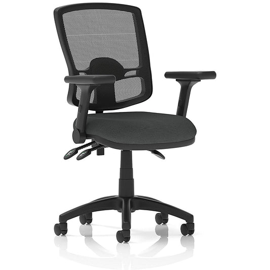 Eclipse Plus III Deluxe Mesh Back Lever Task Operator Chair, Folding Arms, Quest Mussel Easy2Order : KCUP3612