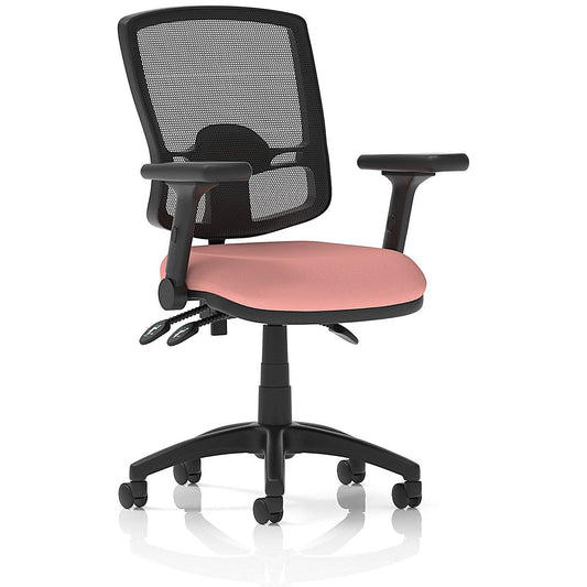 Eclipse Plus III Deluxe Mesh Back Lever Task Operator Chair, Folding Arms, Quest Shrimp Easy2Order : KCUP3615