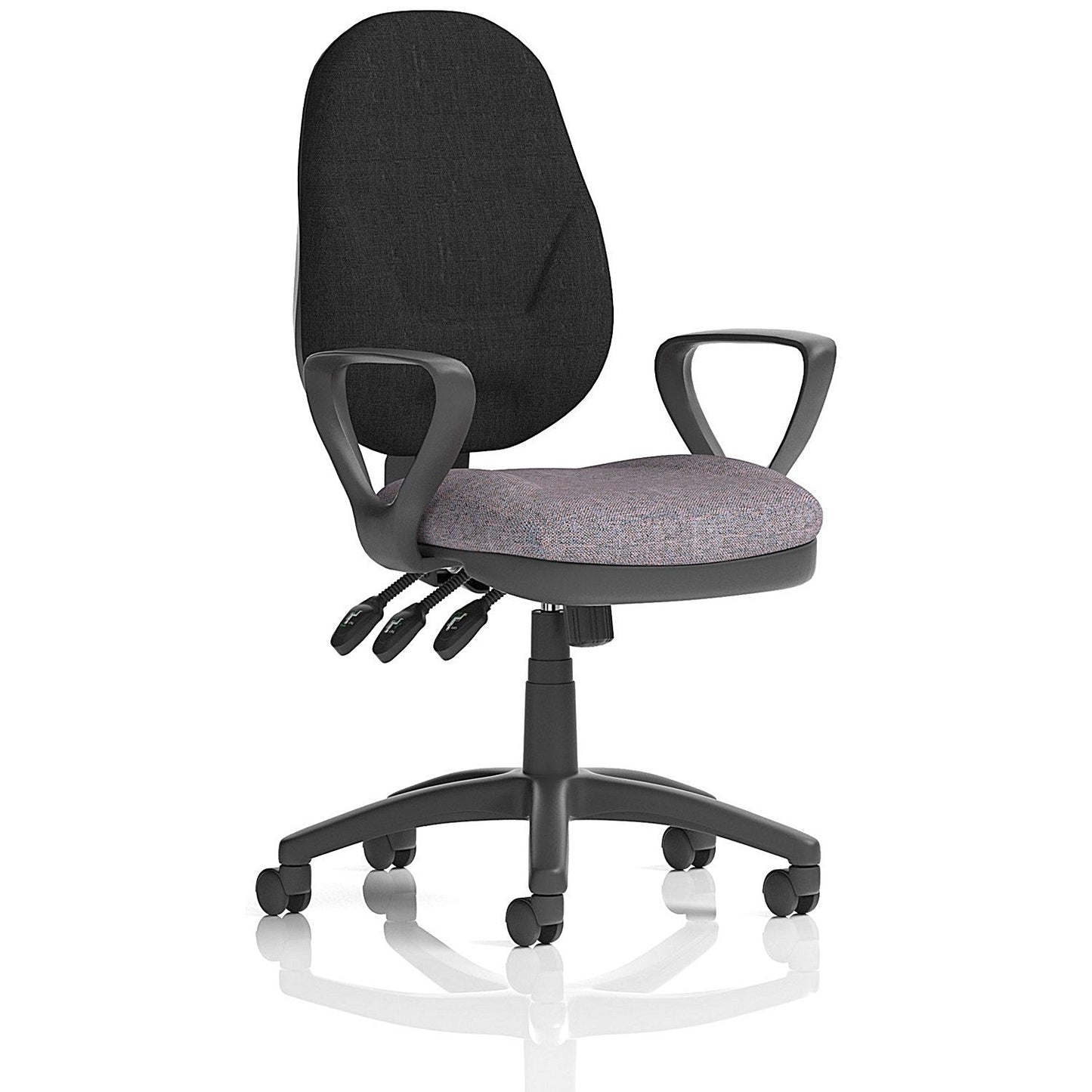 Eclipse Plus XL Black Back Lever Task Operator Chair, Fixed Height Arms, Rivet Forge Easy2Order : KCUP3653