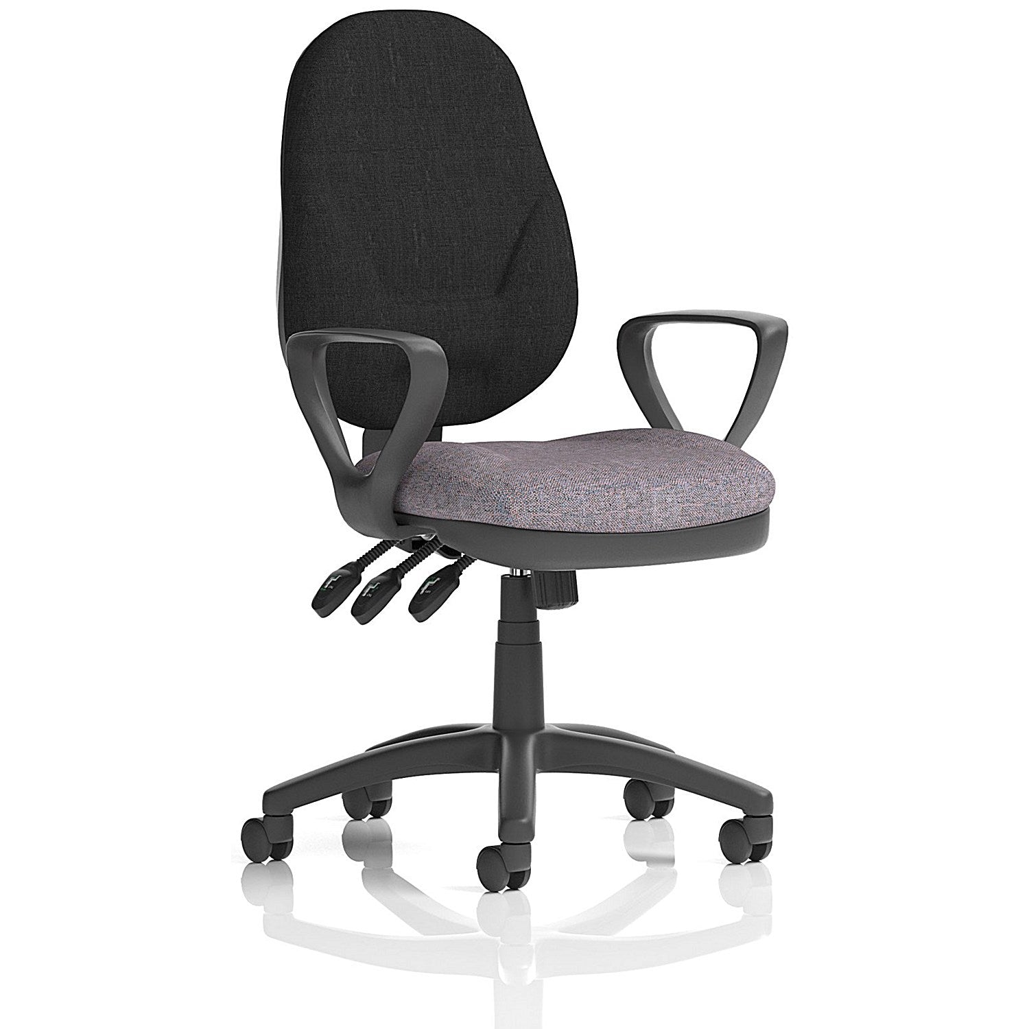 Eclipse Plus XL Black Back Lever Task Operator Chair, Fixed Height Arms, Rivet Forge Easy2Order : KCUP3653