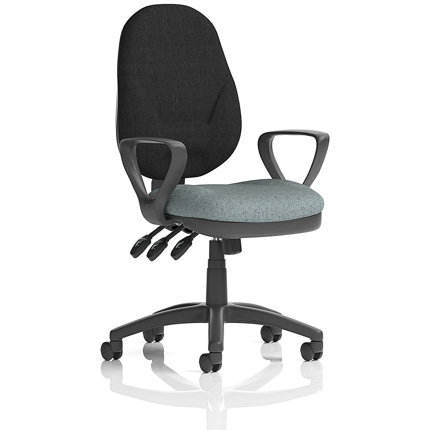 Eclipse Plus XL Black Back Lever Task Operator Chair, Fixed Height Arms, Rivet Tensile Easy2Order : KCUP3656
